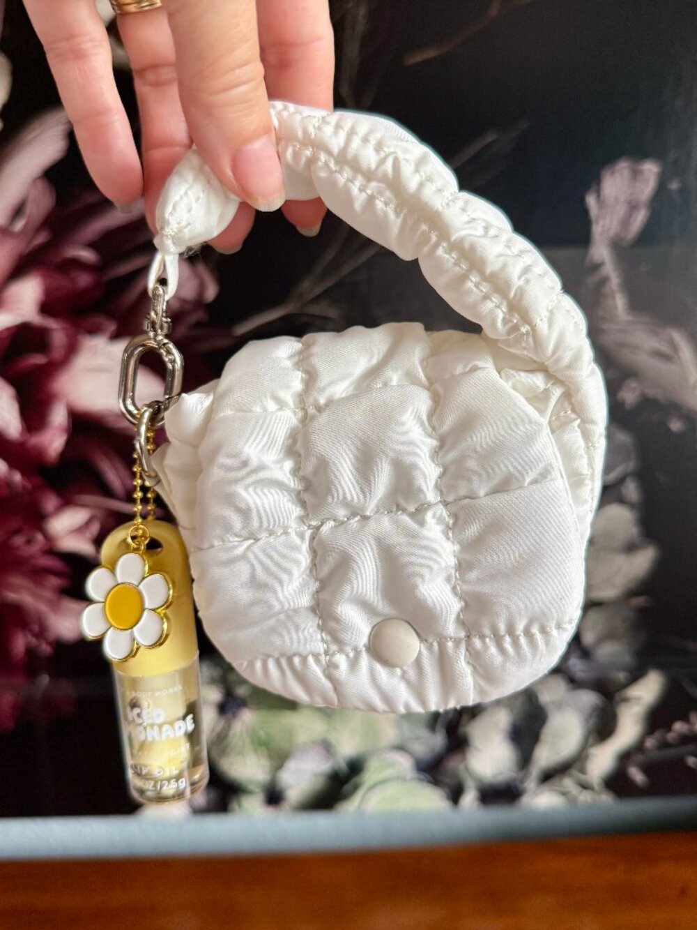 NEW 2-Pc Lip Oil & WHITE Mini Cloud Bag Charm with Magnetic Closure